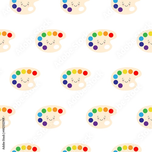 Wallpaper Mural seamless pattern of kawaii art palette creative instrument cartoon cute illusteration back to school Torontodigital.ca