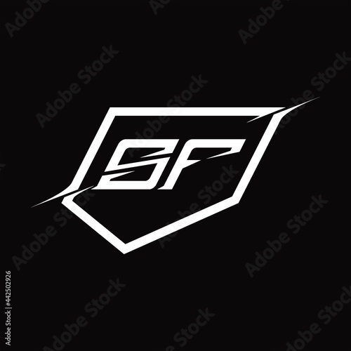 SF Logo monogram letter with shield and slice style design