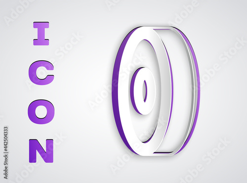 Paper cut Skateboard ball bearing icon isolated on grey background. Paper art style. Vector