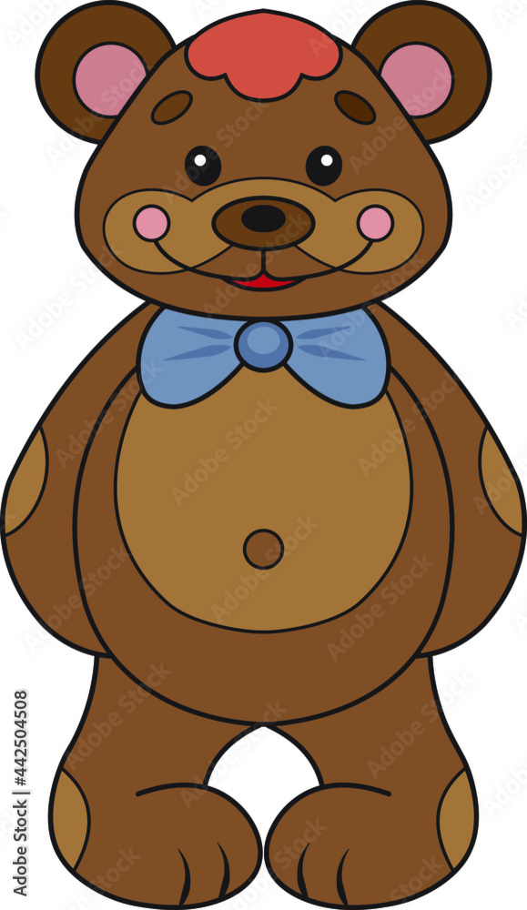 Cartoon illustration of funny teddy bear. Cute and funny cartoon characters.  Illustration for children. Stock Vector | Adobe Stock