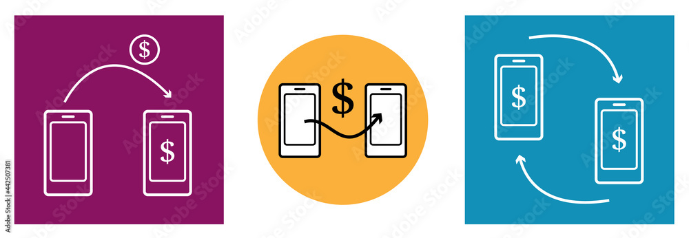 Set of modern mobile phone icons in different colors. Set of modern mobile phone icons in different colors.