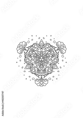 Mandala design for graphic projects. Ideal anti-stress image to prevent anxiety. Coloring book page template.