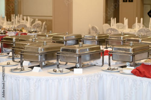Wallpaper Mural Catering prepared closed food in a large banquet hall Torontodigital.ca