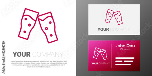 Logotype line Glass of beer icon isolated on white background. Logo design template element. Vector