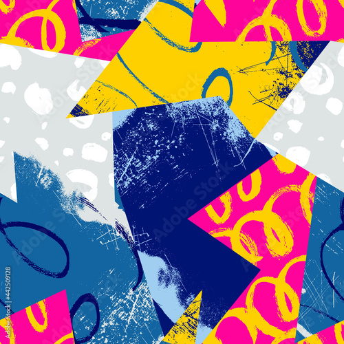Seamless abstract geometry pattern with grunge lines