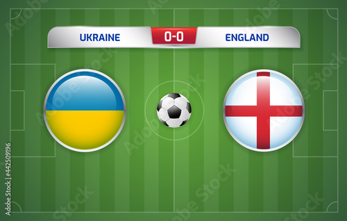 Ukraine vs England scoreboard broadcast for sport soccer and football tournament championship 2020 Round Quarter-finals