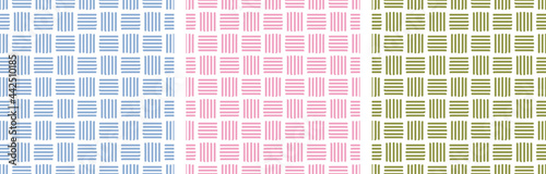 Abstract stripes pattern set. Checked plaids in blue, pink, green, white.  Seamless pastel backgrounds for tablecloth, fabric, textile, wrapping paper, other design.
