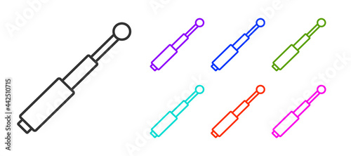 Black line Telescopic baton icon isolated on white background. Set icons colorful. Vector