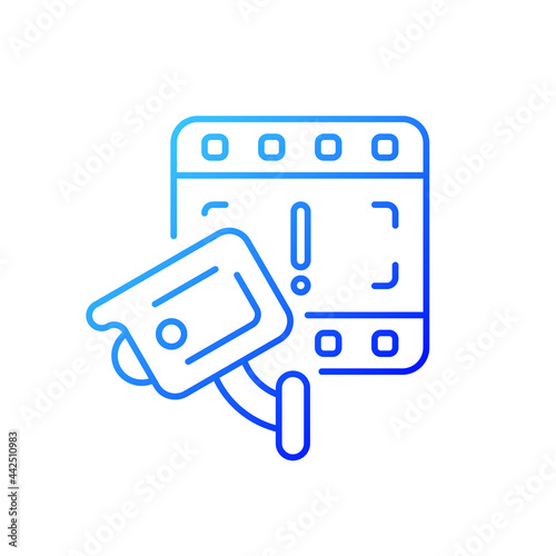 CCTV camera boon to investigation gradient linear vector icon. Detecting offences. Unfolding incidents in detail. Thin line color symbols. Modern style pictogram. Vector isolated outline drawing