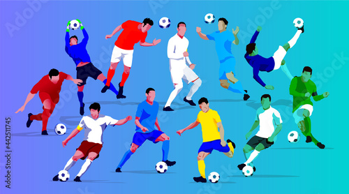 Soccer Play scene Vibrant digital color background. two. Vector