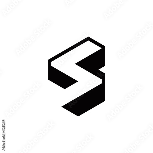 s initial 3d logo design vector template