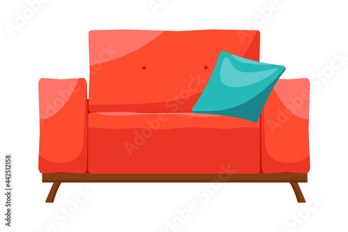 Vector illustration comfortable armchair for living room, modern seat design for furnished apartment interior. Design to use in animation, illustration, scene, background, cartoon,