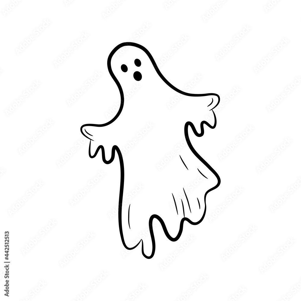Simple Halloween Ghost in doodle style, great design for any purposes. Fantasy сartoon character. Vector illustration isolated on white background. Simple Halloween Ghost in doodle style, great design for any purposes. Fantasy сartoon character. Vector illustration isolated on white background.
