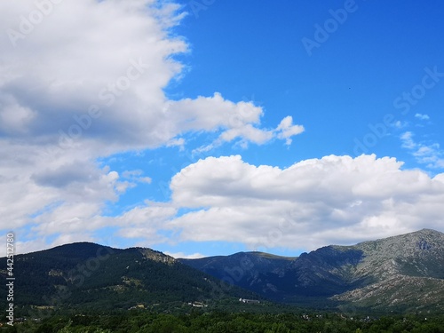 Beautiful scene of the Madrid mountains with lake