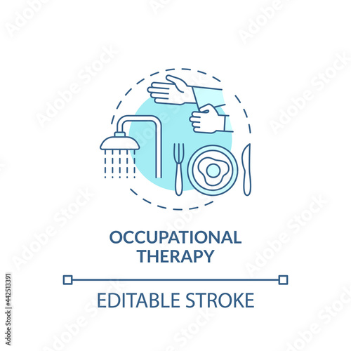 Occupational therapy concept icon. Autistic behavior treatment abstract idea thin line illustration. Help with interaction and communication. Vector isolated outline color drawing. Editable stroke