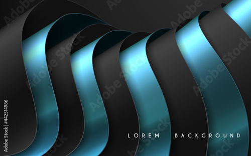 Abstract black and blue folded layers background