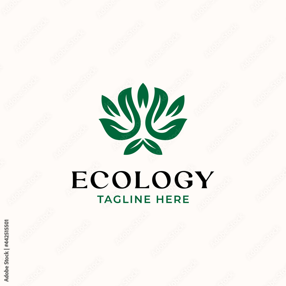 Green Leaf, Nature Logo Template Isolated in White Background