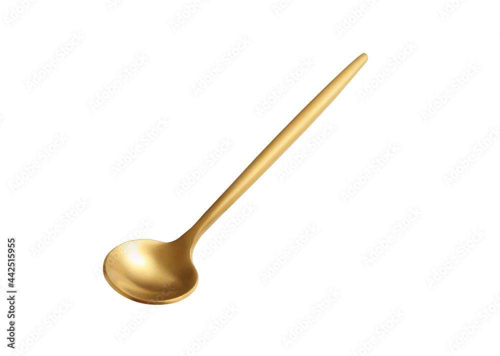 golden tea spoon on a white background golden tea spoon on a white background