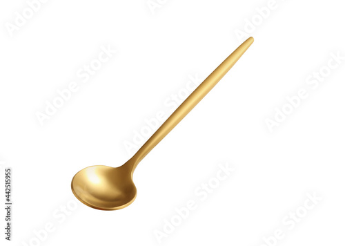 golden tea spoon on a white background