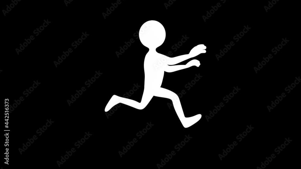White cartoon scary run animation - 3D rendered - 4k video