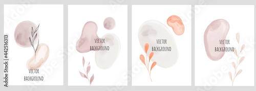 Set of vector universal backgrounds with watercolour shapes copy space for text	