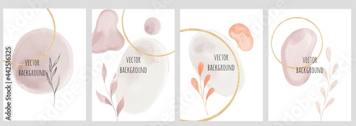 Set of vector universal backgrounds with watercolour shapes copy space for text	