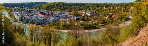 High resolution stitched panorama of a beautiful spring view on a sunny day at Wasserburg, Inn, Bavaria, Germany © Martin Erdniss