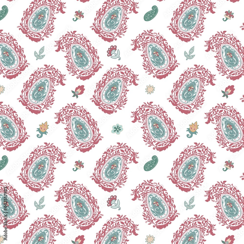 Fototapeta premium Floral pattern with blooming flowers and leaves