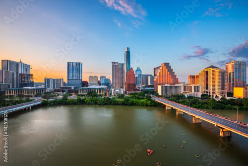 Austin, Texas, USA downtown city skyline on the Colorado River