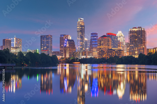 Austin, Texas, USA downtown skyline over the Colorado River © SeanPavonePhoto