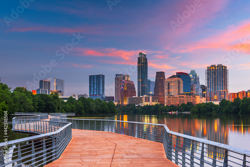Austin, Texas, USA downtown skyline over the Colorado River photo