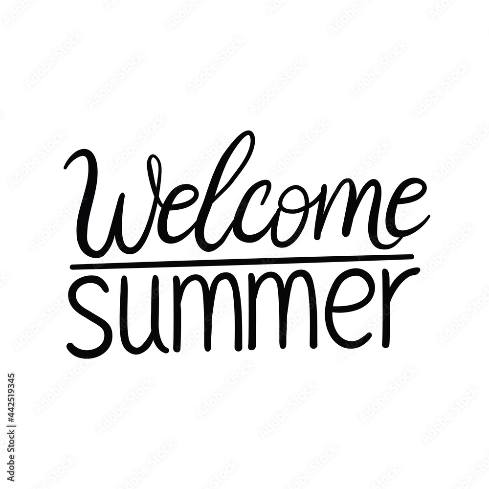 Fototapeta premium Vector illustration: Brush lettering composition of Summer Vacation isolated on white background.