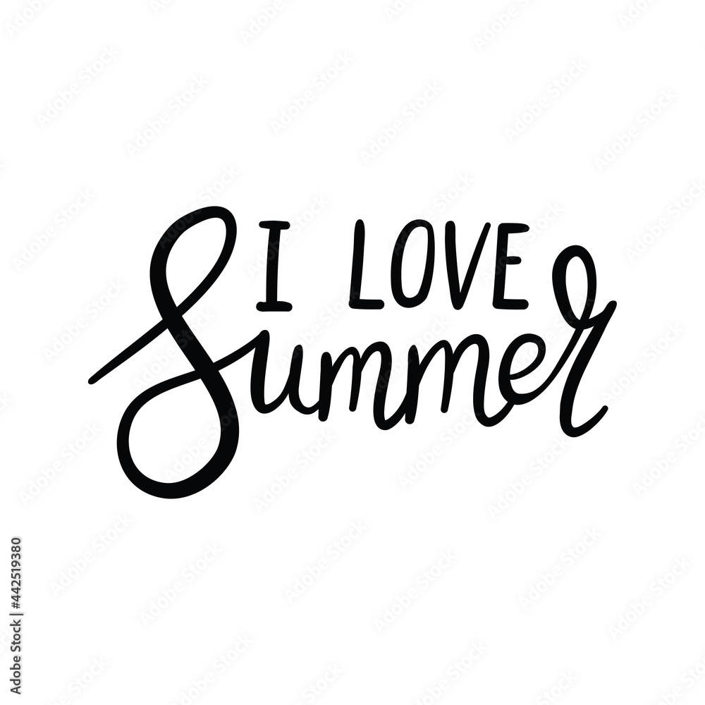 Fototapeta premium Vector illustration: Brush lettering composition of Summer Vacation isolated on white background.