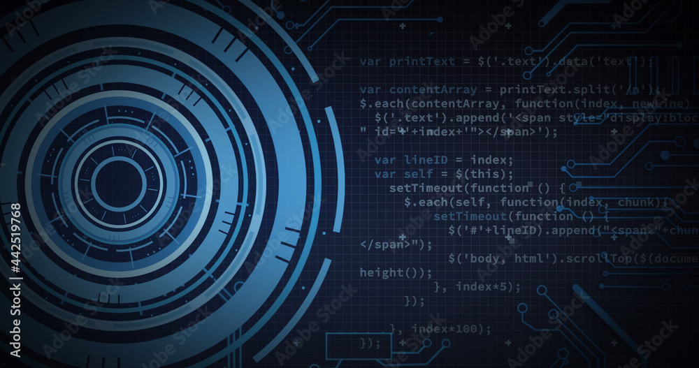 Obraz premium Image of scope scanning, processor elements and data processing over grid