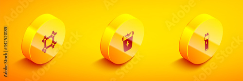 Set Isometric Prison window, Police electric shocker and icon. Vector