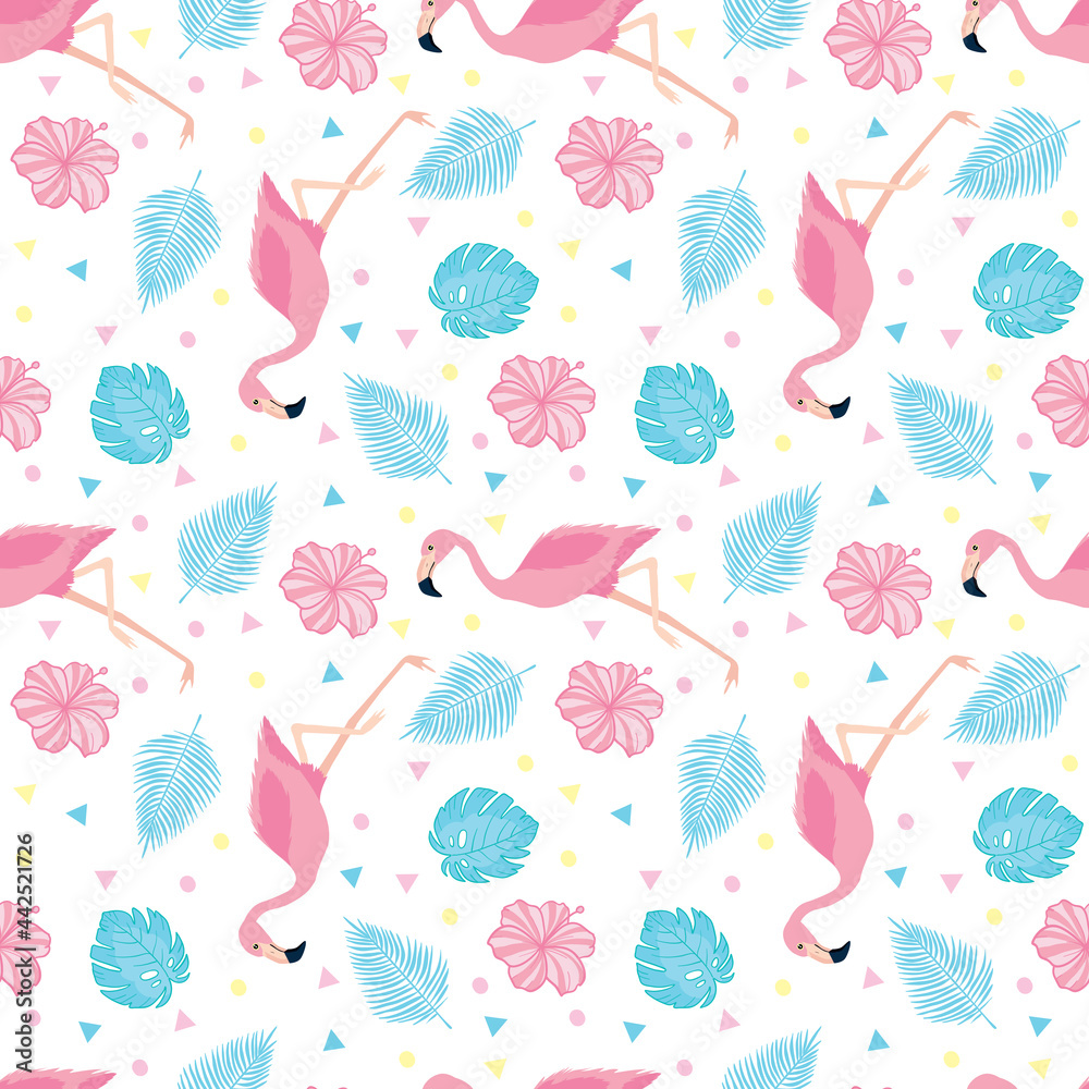 Fototapeta premium Flamingo seamless pattern. Vector background design for fabric