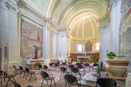 interior of  the Abbey of Sassovivo is a Benedictine monastery in Umbria, June 30, 2021  photo