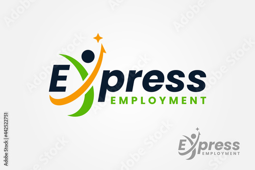 Express Job Logo Template Design. Delivery courier logistic logo. Active healthy people vector illustration