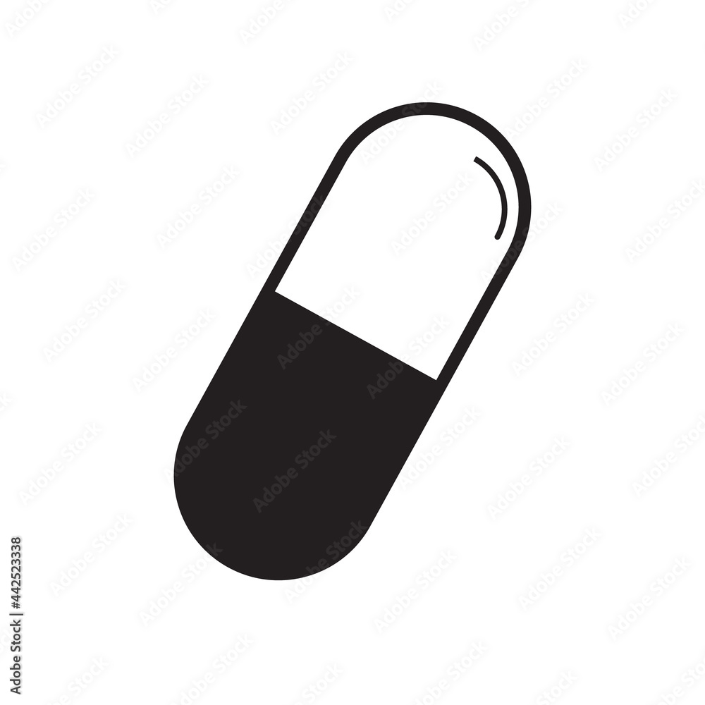 capsule pill icon vector on white background. capsule pill icon vector on white background.