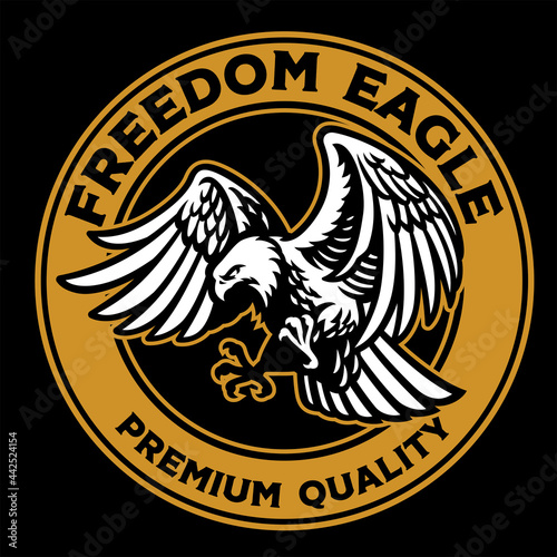 flying bald eagle retro badge