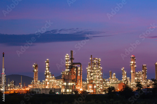 Morning scene of oil refinery plant and power plant of Petrochemistry in the morning time © chitsanupong