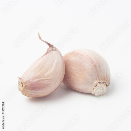fresh garlic on white background