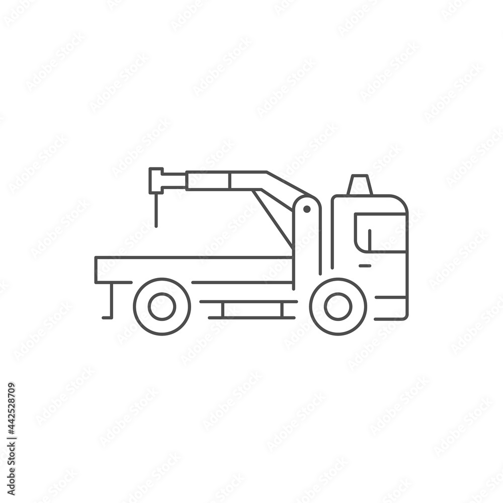 Crane truck line outline icon