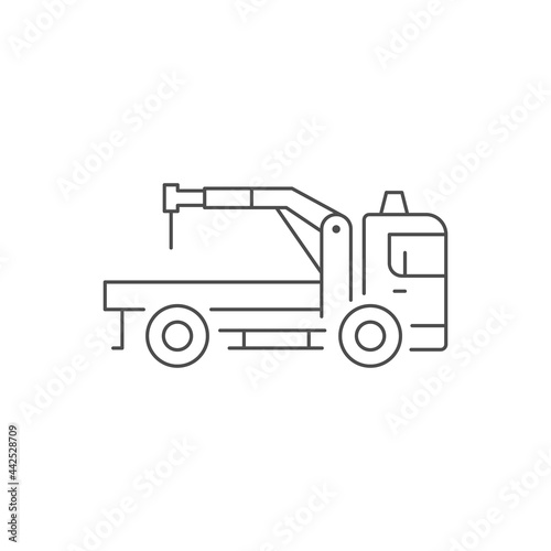 Crane truck line outline icon