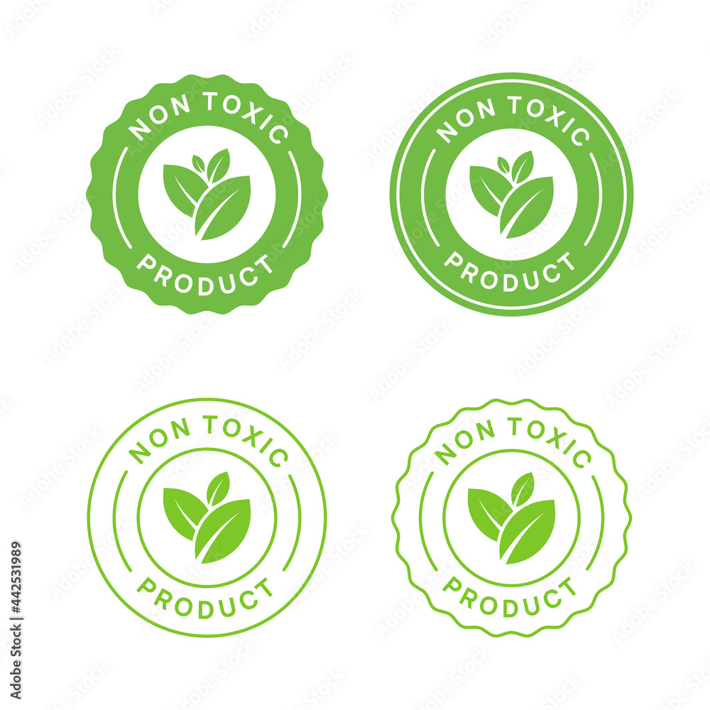 Set of Non Toxic Emblem Icon Signs. No Toxin Product Stamp. Stock Vector