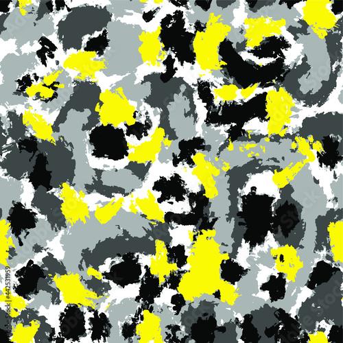 Abstract Hand Drawing Animal Skin Leopard Cheetah Brush Strokes Seamless Vector Pattern Colorful Background