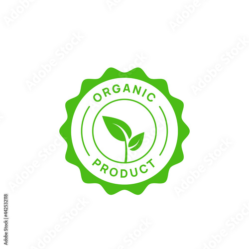 Organic Product Emblem Icon Sign. Natural Food Label Badge.