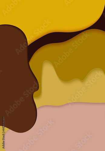 Vector background with brown and beige color paper cut shapes. 3D abstract paper art style, design layout for business presentations, flyers, posters, prints, decoration, cards, brochure cover.