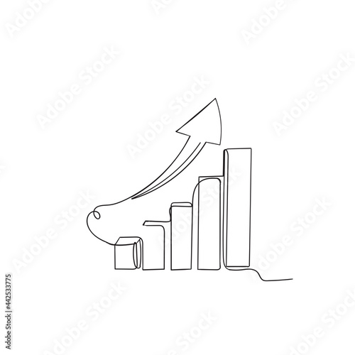 continuous line drawing graph up illustration vector isolated