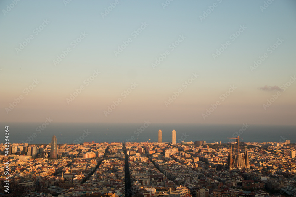 Panoramic view from the top of Barcelona, Spain. During daylight.